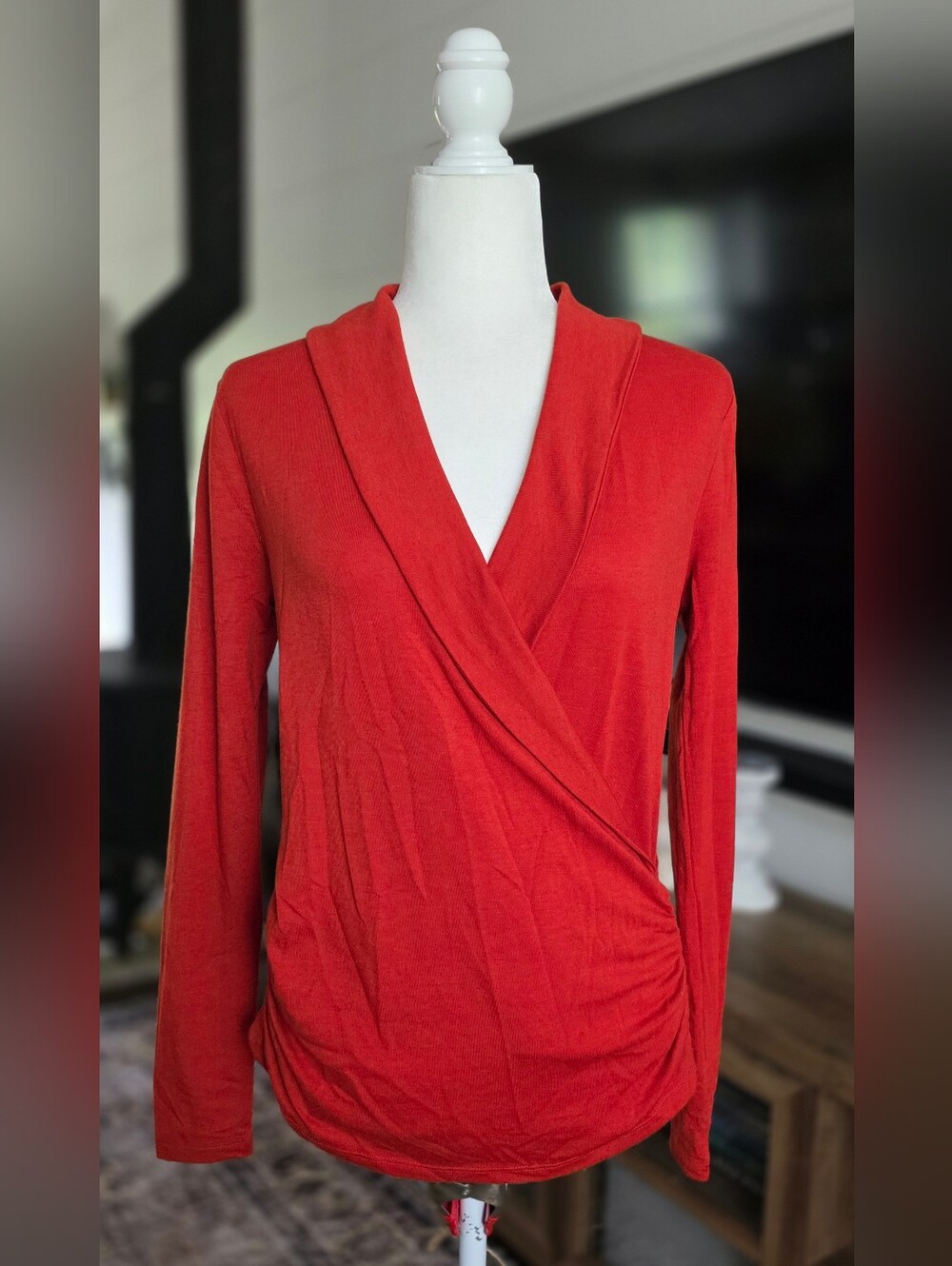 Ann Taylor Wrap Front Side Ruched Top